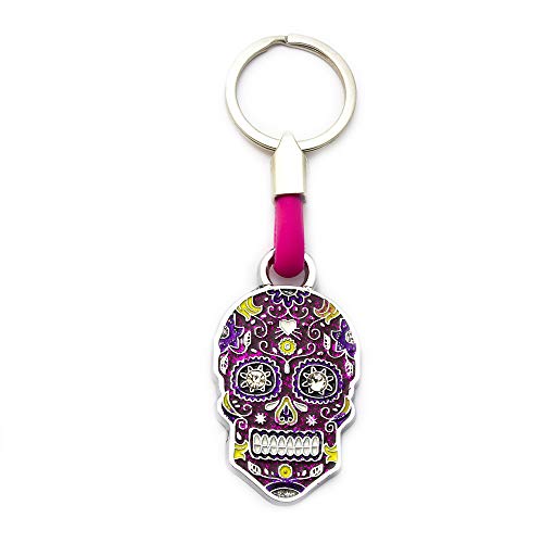 SOUVENIRS INSTANTE REGALOS Llavero Calavera Mexicana Metal 6 Cm. (Rosa)