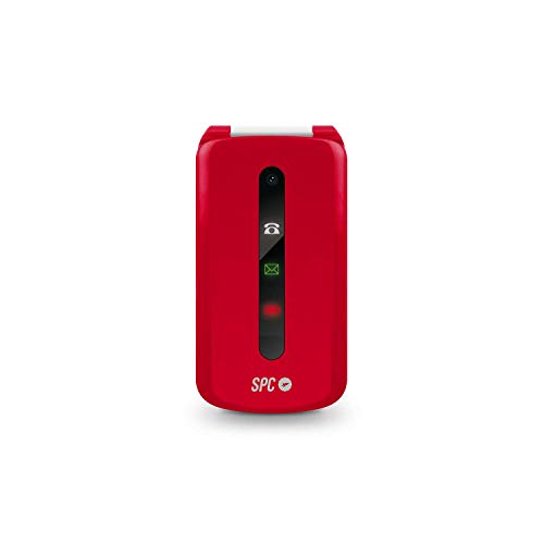 SPC Epic - Teléfono móvil (Números y letras grandes, Agenda hasta 300 contactos, cámara, radio, alarma y multi-idioma) – Color Rojo