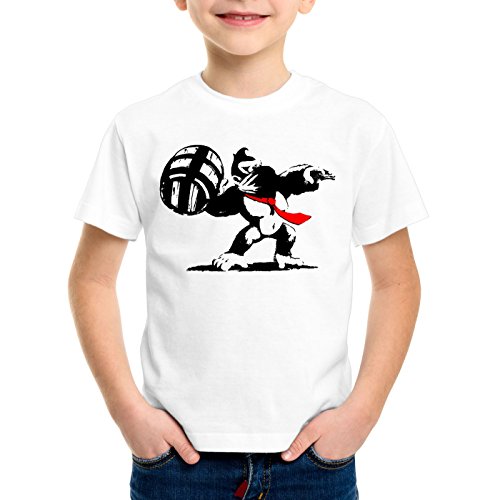 style3 Grafiti Kong Camiseta para Niños T-Shirt Donkey Pop Art Banksy Geek SNES Wii u Nerd Gamer, Talla:164