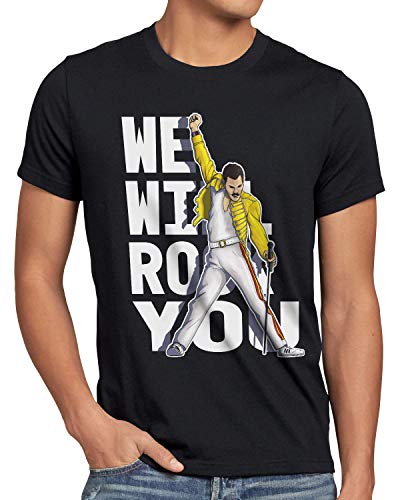 style3 Rock You Camiseta para Hombre T-Shirt Freddie Live Festival You, Talla:M, Color:Negro