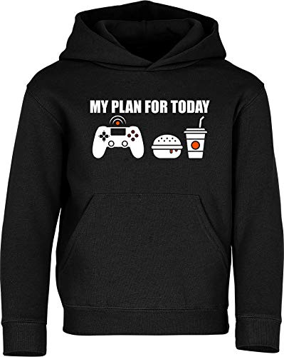 Sudadera con Capucha: My Plan for Today: Gaming - Gamer Pulóver - Regalo Niños Niño Niña - Juego de Computadora Videojuego Game-s con PC Consola Play Cumpleaños Navidad Hoodie Jersey (140)