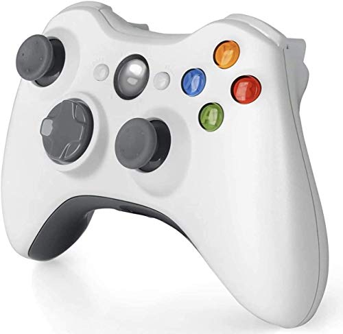 Supermalls Control inalámbrico for X-Box 360 Consola y PC - Compatible con Bluetooth - Funciona con PC - 2.4 GHz - Juego de palanca de mando a distancia PAD - Funciona con 360S - Blanco en color - 30F