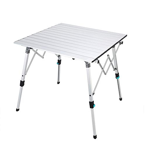 Synlyn Mesa Plegable portátil de Aluminio para Camping, Mesa de jardín de Aluminio, Mesa de Viaje Ajustable en Altura para Acampar, Picnic, Cocina, jardín, Senderismo, Viajes