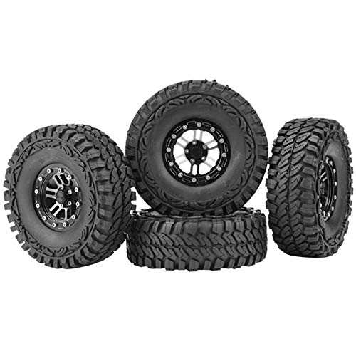 Tamkyo 4 Piezas 1,9 Beadlock Juego de Llantas y NeumáTicos de Goma para 1/10 RC Crawler TRX4 Axial SCX10 90046 AXI03007 RC Piezas de Coche