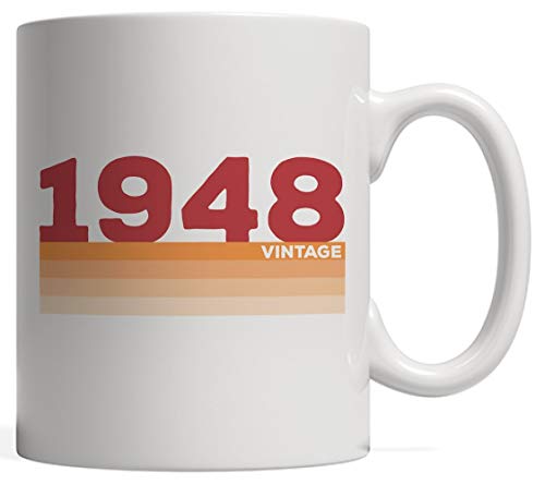 Taza de cumpleaños MQJJ Vintage 48 70 años: divertido diseño gráfico apenado retro como idea de regalo del 70 aniversario para un hombre o mujer de setenta años nacido en 1948 para su septuagésimo d