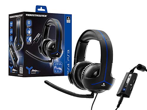 Thrustmaster Y-300P - Auriculares (Licencia Oficial PS4 - PS4 / PS3, almohadillas grandes y ultra suaves, micrófono con supresión de ruido, desmontable y ajustable)