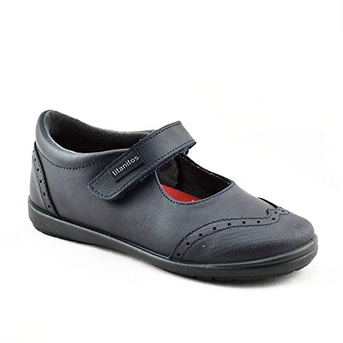 Titanitos Zapatos Colegiales Lavables niña Azul Marino FEBE (Talla 34)