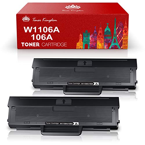 Toner Kingdom 106A de Repuesto Compatible para HP 106A W1106A Cartuchos de Tóner para HP Laser 107a 107r 107w MFP 135a 135r 135w 135wg MFP 137fnw 137fwg (2 Negros, con Chip)