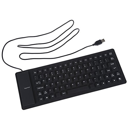 TOOGOO USB Teclado Flexible Plegable Lavable Negro fuerte y silencioso