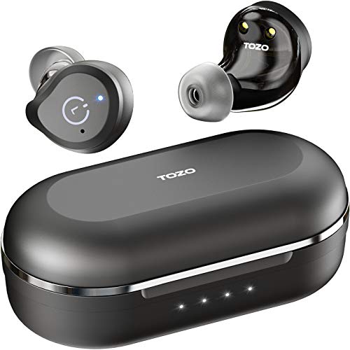 TOZO NC9 Auriculares Bluetooth ANC con cancelación Activa Control táctil 5.0 en la Oreja Auriculares estéreo con Estuche de Carga, de micrófono Integrados Bajos Profundos Premium para Deportes, Negro