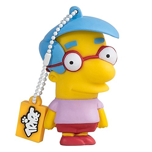 Tribe Los Simpsons Milhouse - Memoria USB 2.0 de 8 GB Pendrive Flash Drive de Goma con Llavero, Color Amarillo