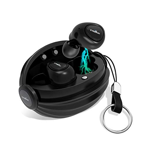 TriLink Auriculares Bluetooth 5.0, in-Ear Cascos Inalámbricos - Diseño de Llavero Únicos y Estuche Cargador, 20 Horas de Reproducción, Resistente al Agua IPX5, Llamadas Estéreo, Micrófono Incorporado