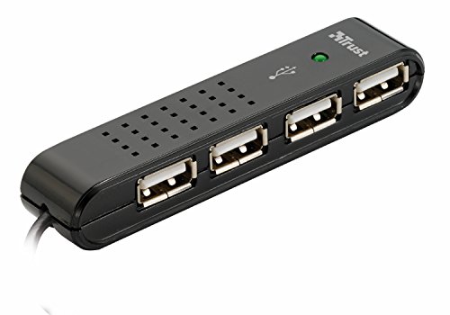 Trust Vecco 151619 - Hub USB 2.0 de 4 Puertos, Color Negro