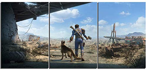 TYHC Fallout Video Game Art Canvas Poster Decoración del hogar Arte de pared Arte de 3 piezas pinturas para sala de estar Impresión HD (M, enmarcado)