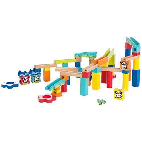 Ultrakidz - Juego de construcción de circuito de bolas de madera, canicas de vidrio incluidas, 60 piezas , color/modelo surtido