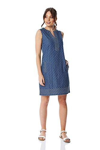 Vestido recto de mezclilla para mujer Roman Originals Denim - Lunares - Punto - Azul - Talla 18