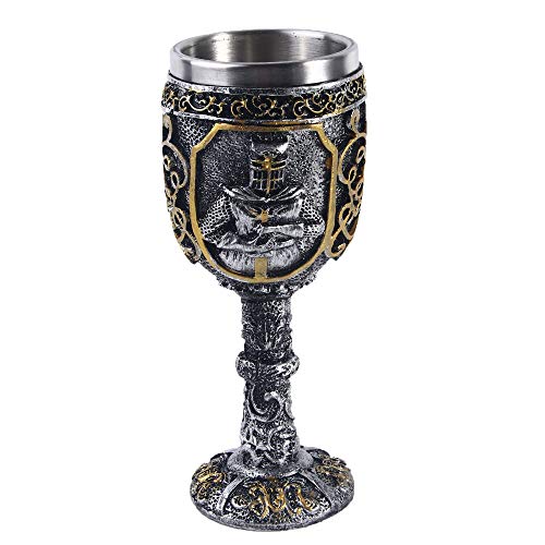 VOANZO Copa de vino gótica de metal con diseño de caballero vikingo, medieval, para decoración de fiestas, bodas