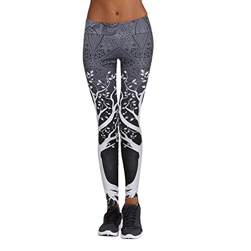 VPASS Mujer Pantalones,Elásticos Arbol Impresión Pantalones de Yoga Mujer Fitness Mallas Gym Yoga Slim Fit Pantalones Largos Pantalones Leggings Cintura Alta Deportivos Running Pantalon