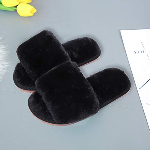 Wall lamp Pantuflas De Felpa para Niños con Fondo De Tendón, Pantuflas De Algodón con Punta Abierta Antideslizantes De Piso De Fondo Plano para Mujer,D,26to27 (190mm)