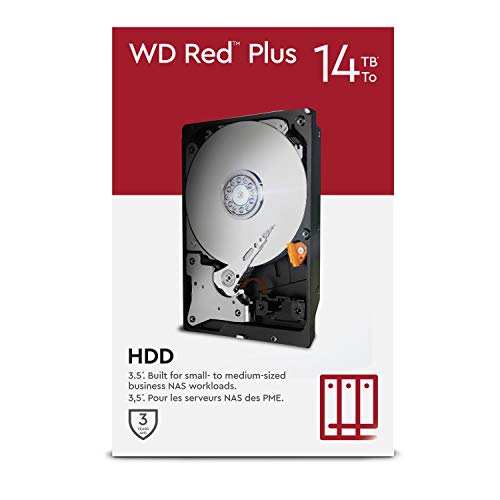 WD Red Plus NAS Disco duro interno de 3.5 pulgadas 14 TB Clase de 5400 r. p. m., SATA de 6 Gb/s, CMR y Caché de 512 MB