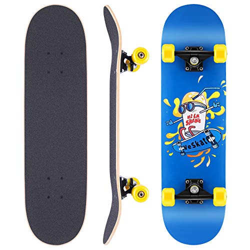 WeSkate Skateboard Complete Board 79x20cm Tablero de Madera con rodamientos de Bolas ABEC-11 Madera de Arce Canadiense de 31 Pulgadas y 7 Capas y Ruedas 85A para Adultos, Adolescentes y niños