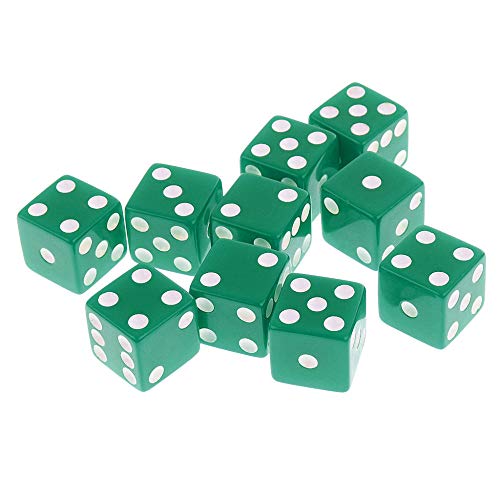 WHFDSBD Dados Poliédricos,Green 10Pcs 6 Caras Dados D6 Digital Party Gaming Dados Dados D&Amp;D RPG Juego De Mesa Juguete