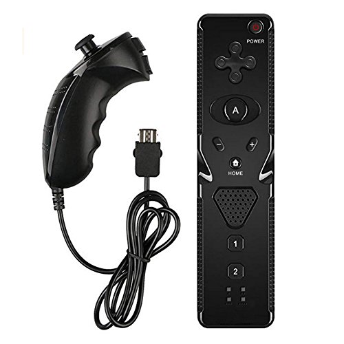 Wii Remote Controller y Nunchuck Controller Compatible para Nintendo Wii y Wii U Console (negro)
