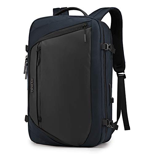 Wind Took Mochila para Portatíl 17 Pulgadas Equipaje de Mano Mochila Viaje Grande Impermeable Poliéster + PU Multifuncional para Trabajo/Vacacinones/Colegio/Viaja de Negocios/Azul