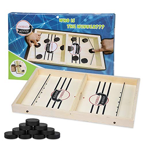 Wooden Hockey Game, Fast Sling Puck Game, Table Desktop Slingshot Games Toy, Foosball Winner Board Game Toys (Large)