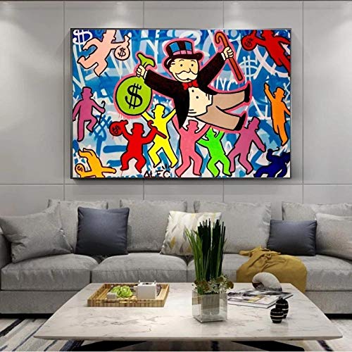 woplmh Alec Monopoly Rich Life Canvas Art Posters e Impresiones Monopoly Dancing Graffiti Wall Art Canvas Pictures para decoración del hogar Cuadros / 50x70cm-Sin Marco