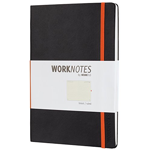 Worknotes - Cuaderno de notas B5 a rayas, tamaño para iPad - El cuaderno para creadores y creadores de Workflo, 128 páginas perforadas, tapa blanda, color negro