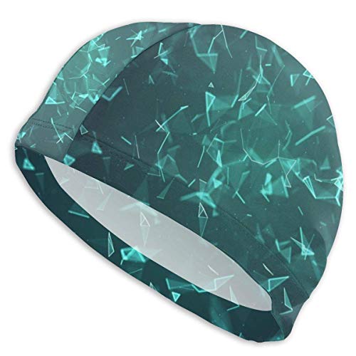 wu Gorro de baño para Mujer Hombre Verde abstracción geométrica Gorro de baño de Pelo Largo Gorro de natación de diseño más Grueso para Mujeres y Hombres Adultos