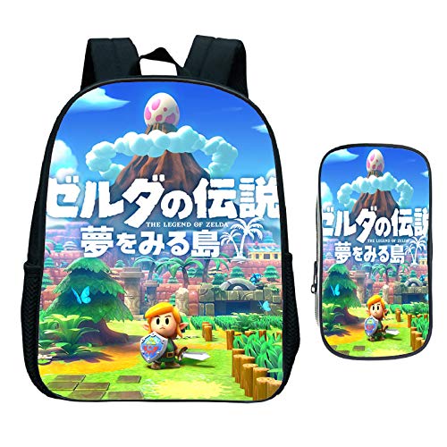 xunlei Mochila Escolar Sonic 33cm The Legend of Zelda 2 Unids/Set Mochila Estuche para lápices Link's Awakening Mochilas Escolares para Estudiantes para niñas Niños Bolsa de Libros Diaria para niños