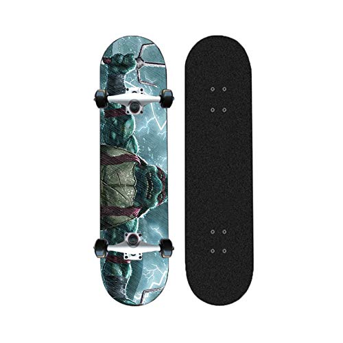 Yizhi Longboard Skateboard completos, Patrón Tortugas Ninja cóncavo baraja estándar Patinetas Profesionales for Principiantes Adultos