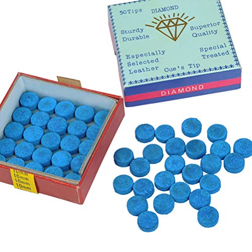 YOTINO 50Pcs Azul Billar Tiza Estándar Snooker Cue Tips Puntas de Repuesto de Billar con Almacenamiento de Plástico Caja para Punteras de Taco para Billar