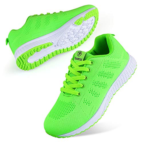 Youecci Zapatillas de Deportivos de Running para Mujer Deportivo de Exterior Interior Gimnasia Ligero Sneakers Fitness Atlético Caminar Zapatos Transpirable Verde 39 EU