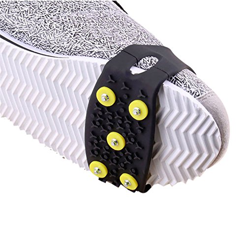 ZAMAC Cubierta para zapatos al aire libre antideslizante, crampones simples de la ciudad, crampones para nieve, hielo, nieve, nieve, antideslizante, 5 dientes