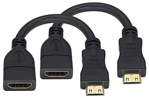 zdyCGTime 1080P 4k Cable Mini HDMI de Alta definición,Cable Adaptador Mini HDMI Macho a HDMI Hembra,Compatible con cámara Fuji,videocámara y Otros Dispositivos de Mini Interfaz HDMI.(15cm/2 Piezas)