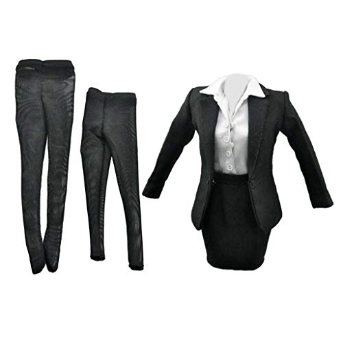 ZSMD Ropa de muñeca femenina escala 1/6, hecha a mano, traje completo, camisa + pantalones + medias para figura de acción femenina de 12 pulgadas Phicen