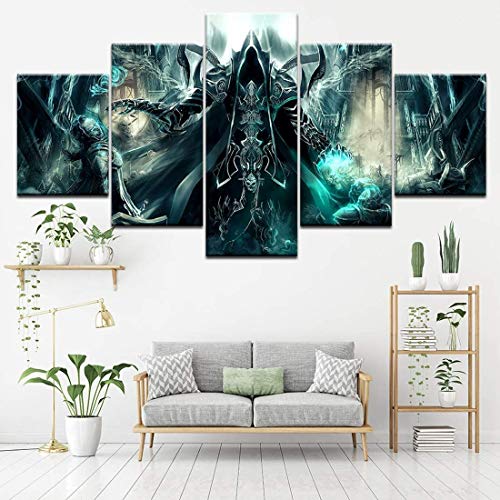 ZYUN Modular Mural Casa Decoración Lona Imagen 5 Piezas Ultimate Evil Edition Reaper of Souls HD Print Pintura Pared Arte Ilustraciones,B,20×35×2+20×45x2+20x55×1