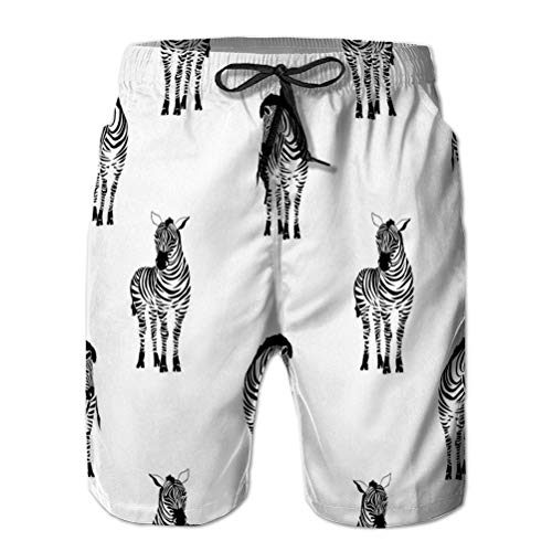 1 Mens Surf Fashion Swim Trunk Watershort Pants Zebra Pattern Animal L