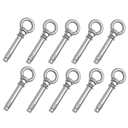 10 Piezas Anillo del Ojo M6 Perno Inoxidable, Ojo Tornillos de Anilla, Pernos de Anclaje de Expansión de Pared, Anillo de Elevación Tornillo, Ojo del Perno de Expansión, Pernos de Expansión, M6 x 60mm