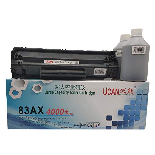 10,000 páginas UCAN 83a CF283a CF283x CRG737 Juego de Cartuchos de Tóner para HP Laserjet MFP M125 M127 M225 M201 M202 Canon LBP151 M211 MF232 MF226 MF249 ( Alta Capacidad, Fácil de llenar)