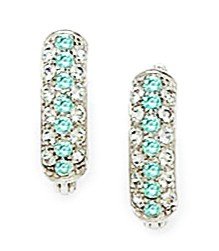 14ct blanco de interior de microfibra LT-circonita azul de piedra Natal pendientes con Fancy - mide 13 x 4 mm - JewelryWeb