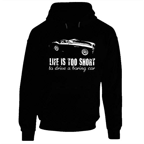 1955 Austin Healey 100 M Bn2 B and W Life is Too Short Retro Vintage - Sudadera con capucha para coche