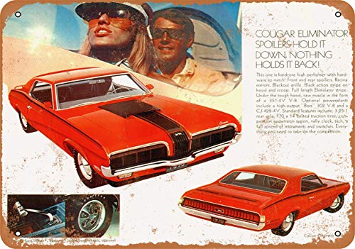 1970 Mercury Cougar Eliminator Cartel de carteles de chapa vintage Placa de carteles de metal Pintura de hierro Decoración de pared retro 12 × 8 pulgadas