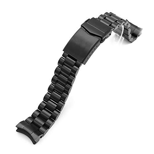 20 mm Endmill pulsera de metal para Seiko Black Sumo SPB125 Diamond-Like Carbon DLC Black