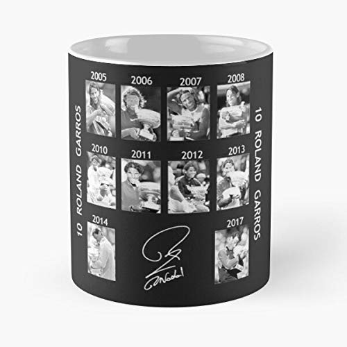 2017 Garros Tennis 10 Ten Paris Nadal Roland Rafa Taza de café con Leche 11 oz