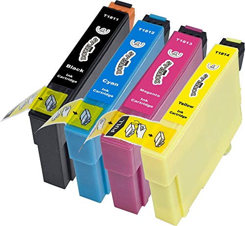 4 Dougalas Inks Cartuchos de Tinta compatibles con Epson 18 Epson 18XL Epson XP-405 Epson XP-422 Epson XP-305 Epson XP-420 Epson XP-322 Epson XP-225 Epson XP-412 Epson XP-215