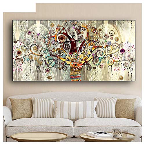 5D DIY Pintura Diamante,Big Diamond Painting Pintar por Kits de Números,Árbol de la vida de Gustav Klimt Full Drill Imitación Cristal Artesanía decoración,17.7 * 35.4inch-Taladro cuadrado,45x90cm